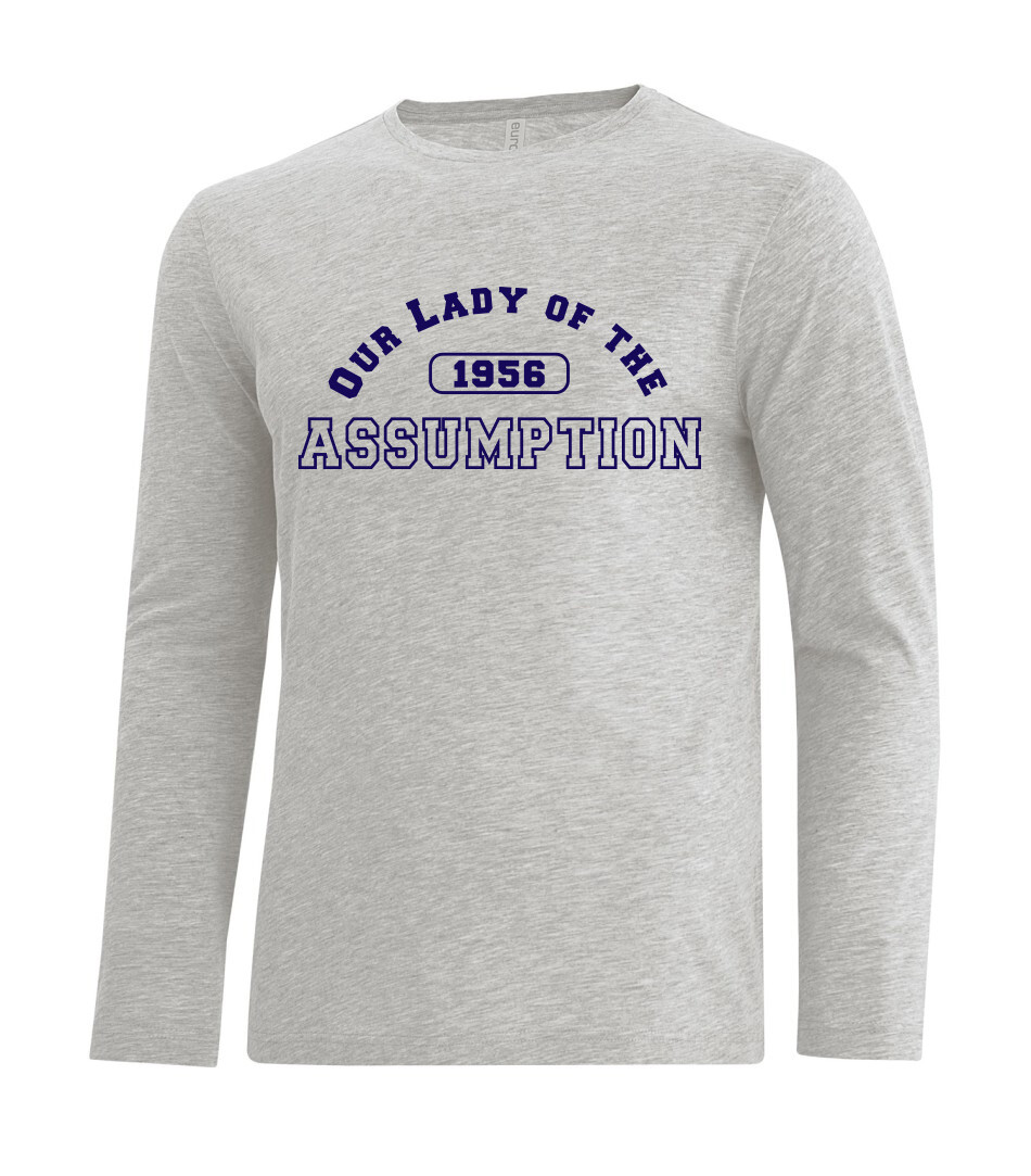 ATC™ EUROSPUN Ring Spun Long Sleeve Tee, Color: Athletic Grey, Design Choice (Front): Design 1