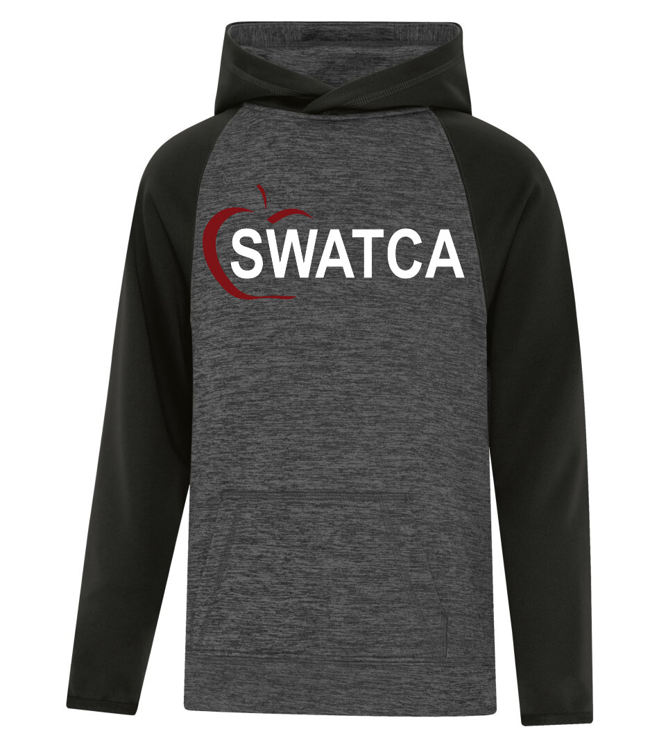 ATC™ Dynamic Heather Two Tone Hooded Sweatshirt, Color: Charcoal Dynamic/ Black, Design Choice: Design 1