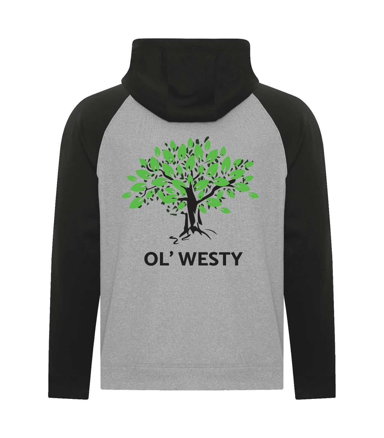 ATC™ GAME DAY Two Tone Hooded Sweatshirt, Color: Athletic Grey, Ol&#39; Westy tree print on back: Yes