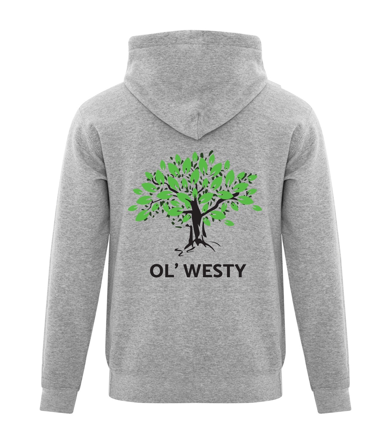 ATC™ Everyday Fleece Hooded Sweatshirt, Color: Athletic Heather Grey, Ol&#39; Westy tree print on back: Yes
