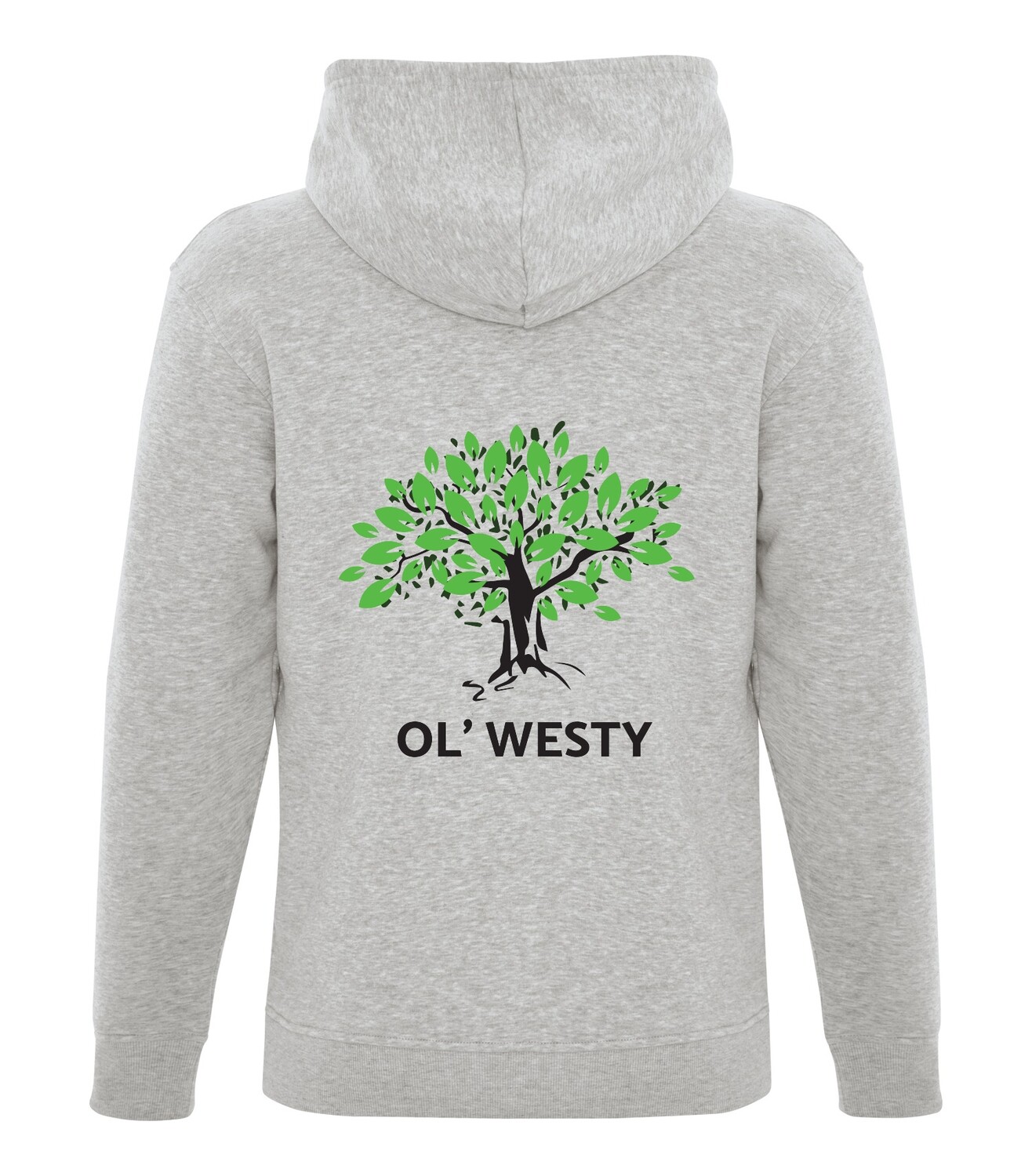 ATC ESACTIVE Core Full Zip Hooded Sweatshirt, Color: Athletic Grey, Ol&#39; Westy tree print on back: Yes