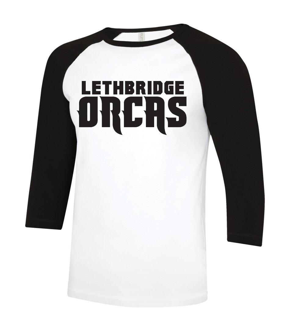 ATC Eurospun Ring Spun Baseball Tee, Color: White body/Black sleeves, Design Choice: Design 1