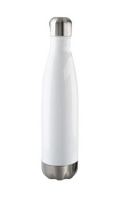 ​17oz Stainless Steel Coke Shaped Bottle- White with Silver Top/ Bottom