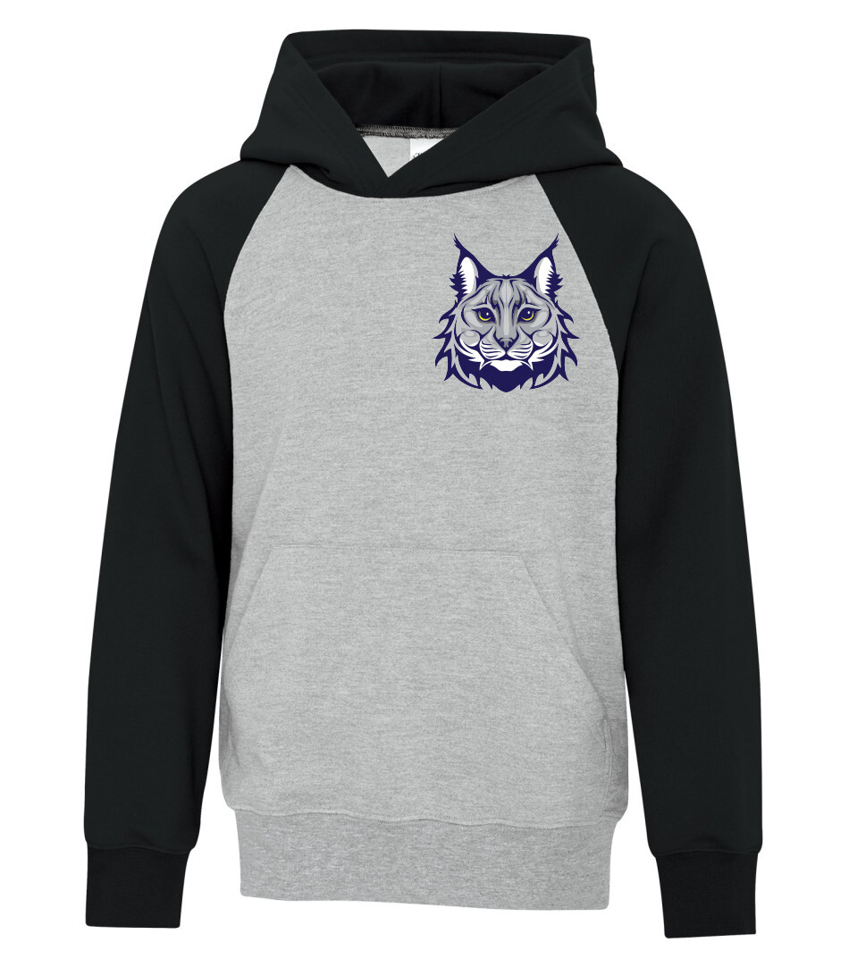 ATC Fleece Two Tone Hooded Sweatshirt, Color: Athletic Grey body/ Black sleeves, Design Choice: Design 1, Left Breast Print: Yes