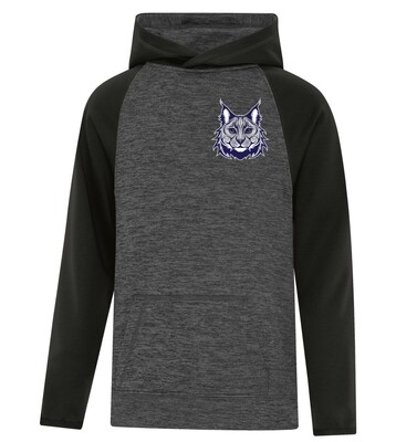 ATC™ Dynamic Heather Two Tone Hooded Sweatshirt, Color: Charcoal Dynamic/ Black, Design Choice: Design 1, Left Breast Print: Yes