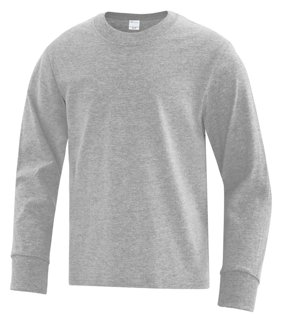 ATC™ EVERYDAY COTTON LONG SLEEVE YOUTH and ADULT TEE, Color: Athletic Grey