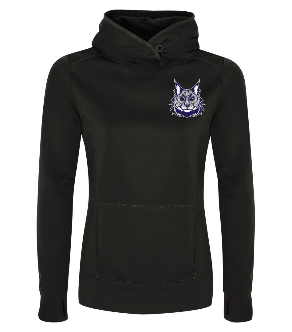 ATC™ GAME DAY Fleece Hooded Ladies&#39; Sweatshirt, Color: Black, Design Choice: Design 1, Left Breast Print: Yes
