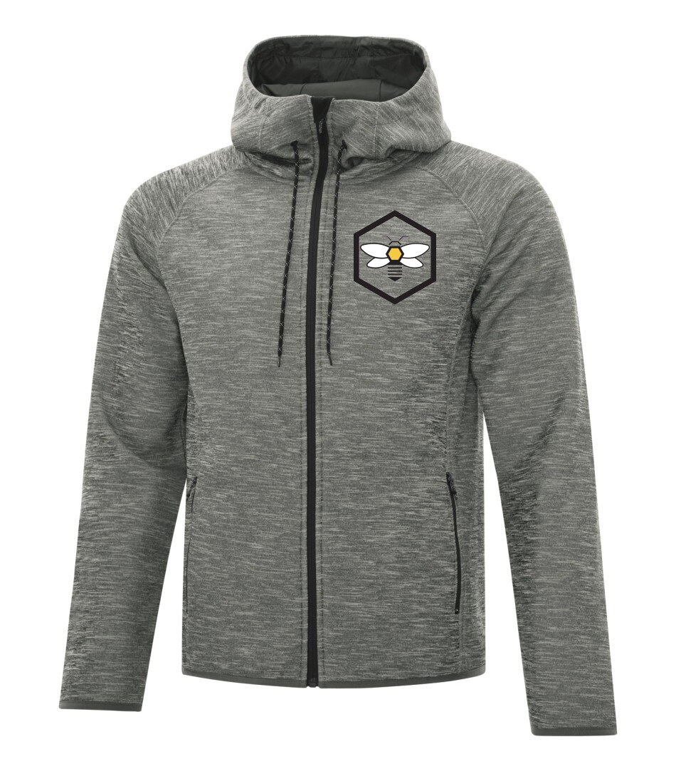 DRYFRAME® DRY TECH Fleece Full Zip Hooded Jacket, Color: Asphalt Heather, Design Choice: Design 3