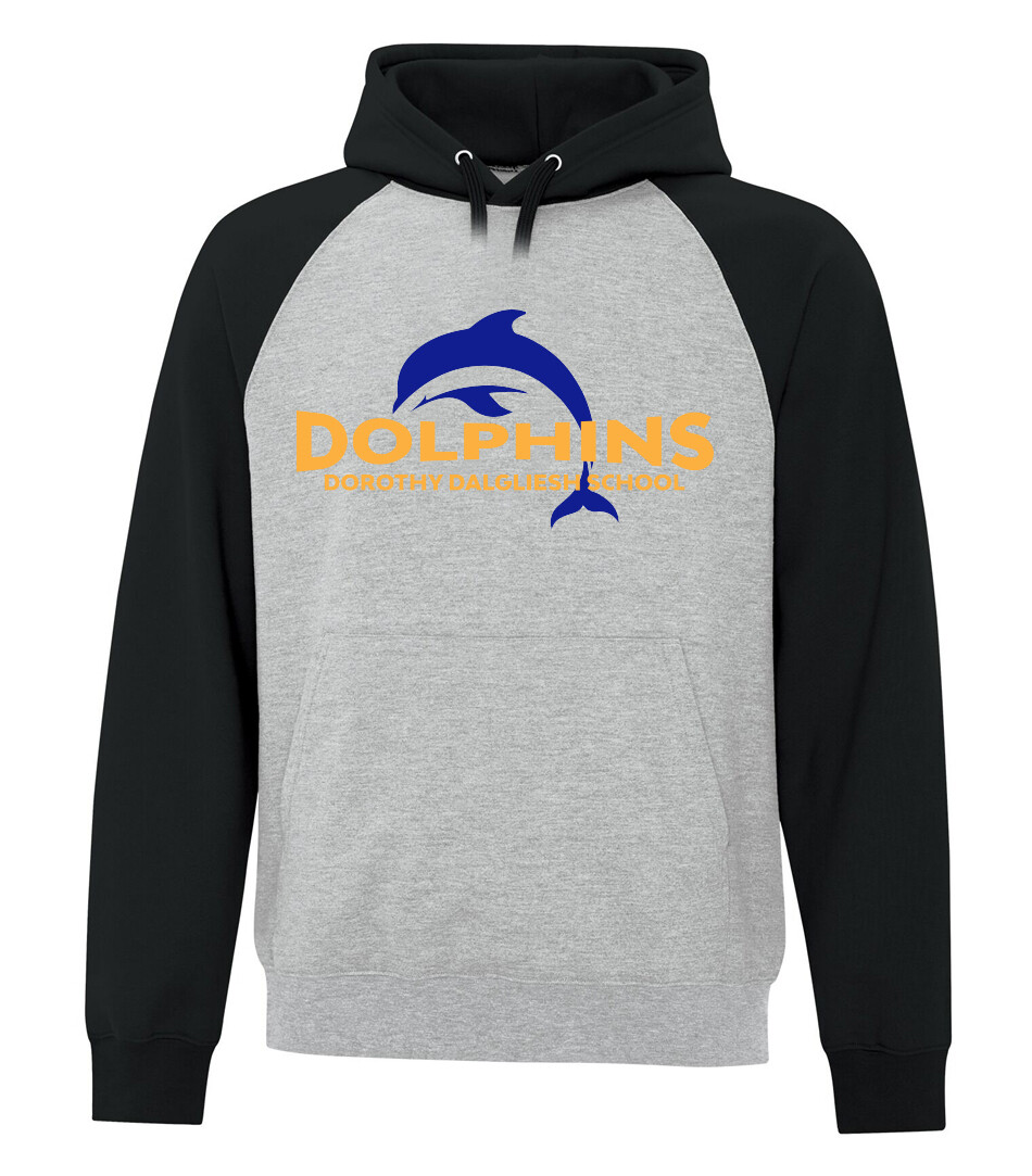 ATC™ EVERYDAY Fleece Two Tone Hooded Sweatshirt, Color: Athletic Heather/ Black Sleeves, Design Choice: Design 1