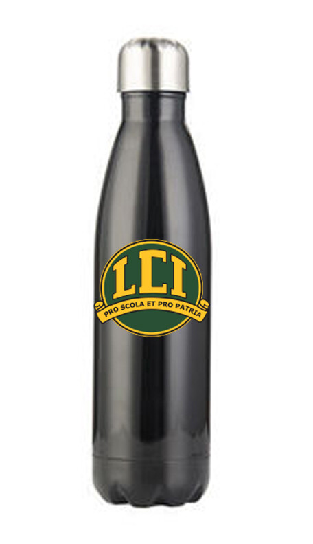 Stainless Steel Coke Shaped Bottle, Color: Black, Design Choice: Primary Logo