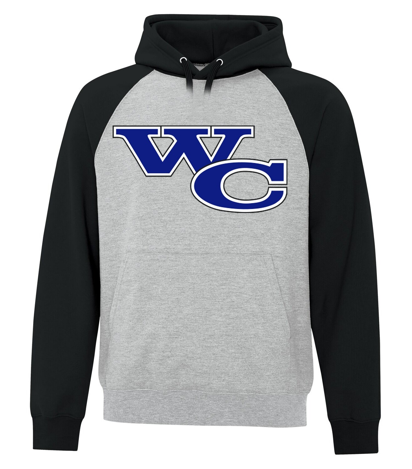 ATC Fleece Two Tone Hooded Sweatshirt, Color: Athletic Grey body/ Black sleeves, Design Choice: Design 1