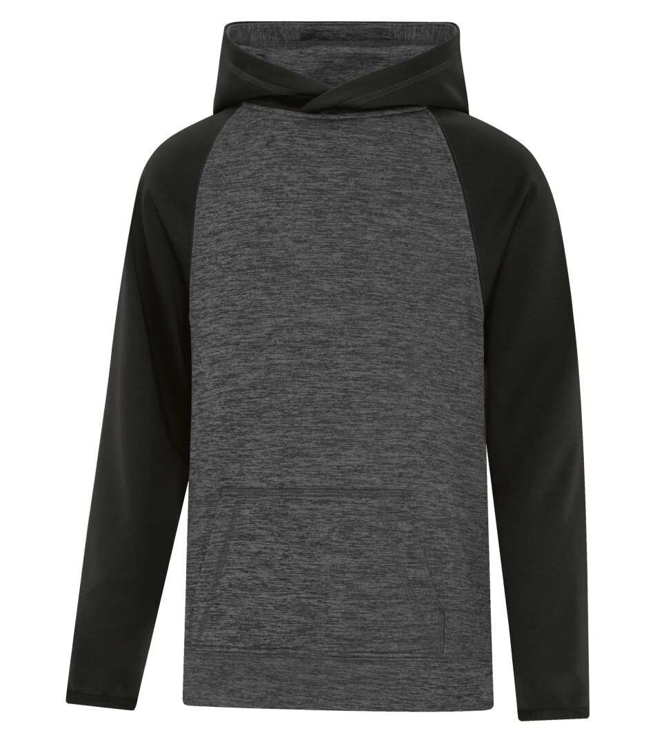 ATC™ Dynamic Heather Two Tone Hooded Sweatshirt, Color: Charcoal Dynamic/ Black