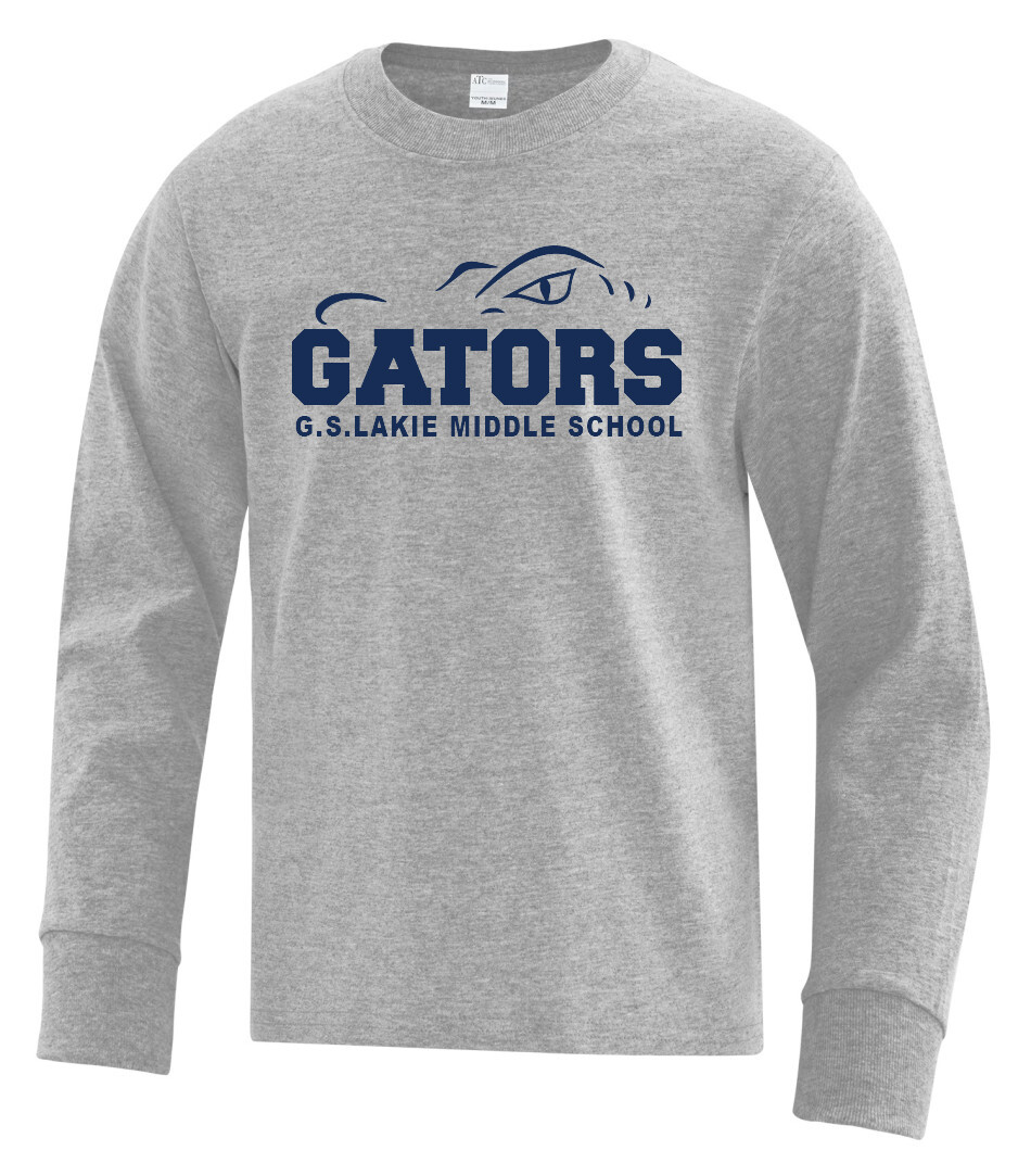 ATC™ EVERYDAY COTTON LONG SLEEVE YOUTH TEE, Color: Athletic Grey, Design Choice: Design 1