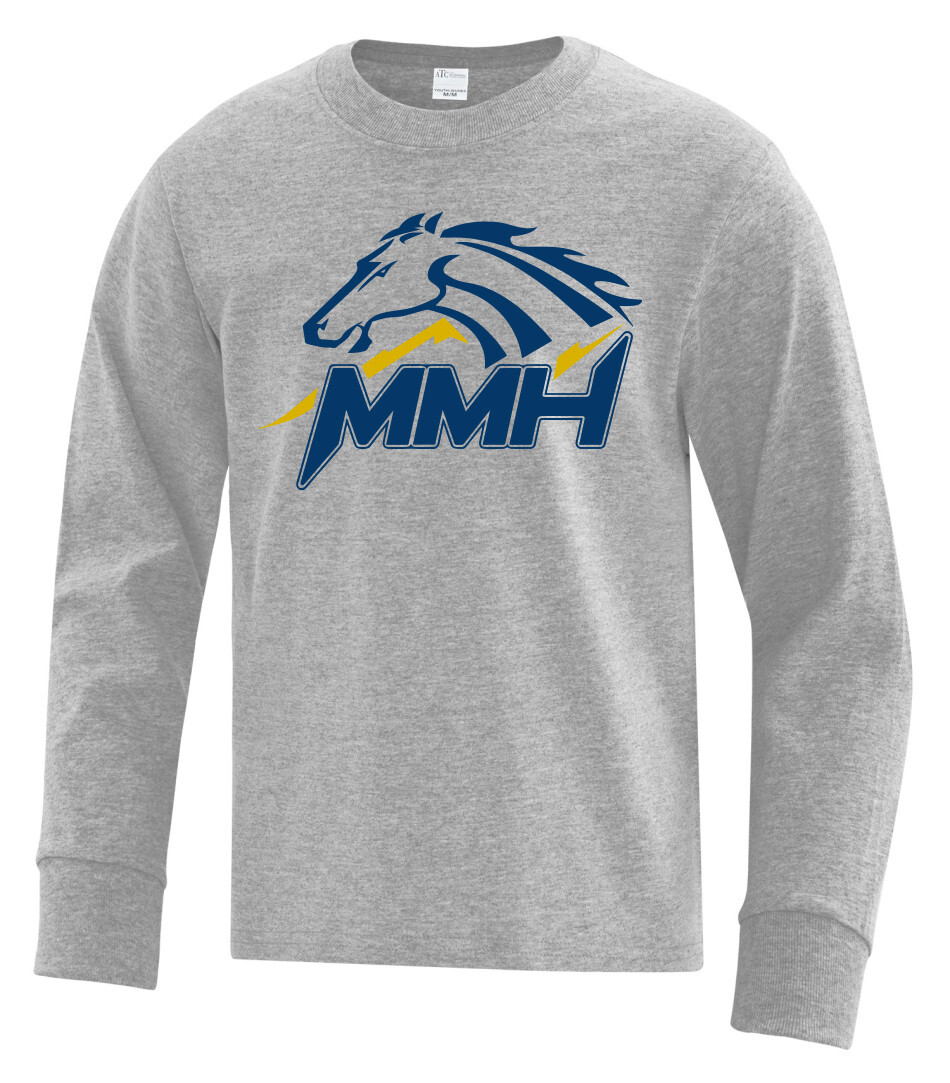 ATC™ EVERYDAY COTTON LONG SLEEVE YOUTH TEE, Color: Athletic Grey, Design Choice: Design 1