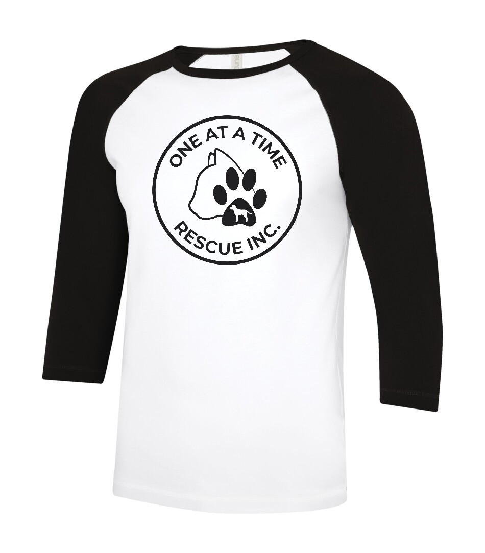 ATC Eurospun Ring Spun Adult and Youth Baseball Tee, Color: White body/Black sleeves, Design Choice: Design 1