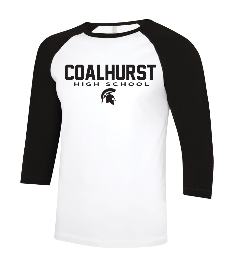 ATC Eurospun Ring Spun Adult and Youth Baseball Tee, Color: White body/Black sleeves, Design Choice: Design 1