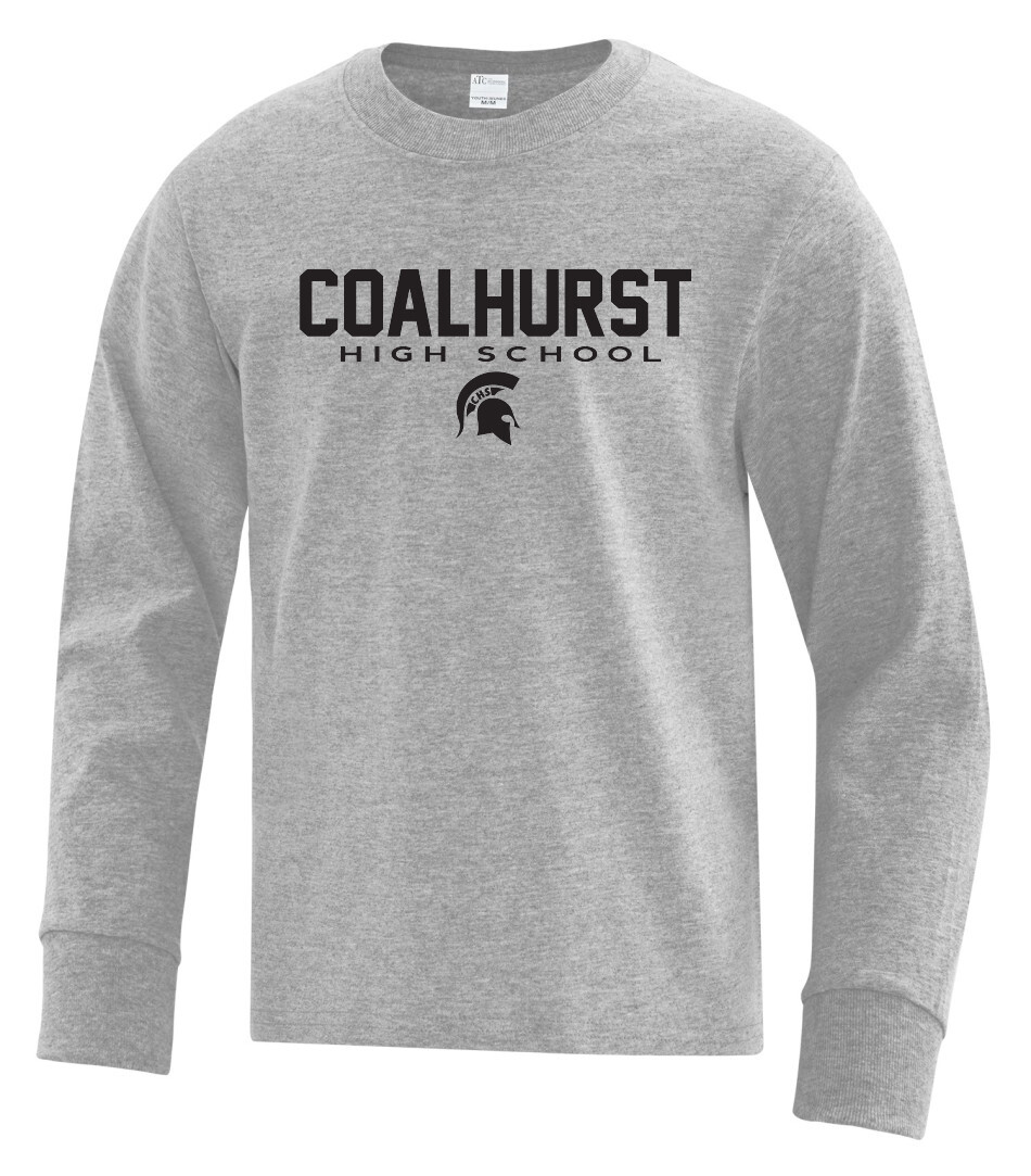 ATC™ EVERYDAY COTTON LONG SLEEVE YOUTH TEE, Color: Athletic Grey, Design Choice: Design 1