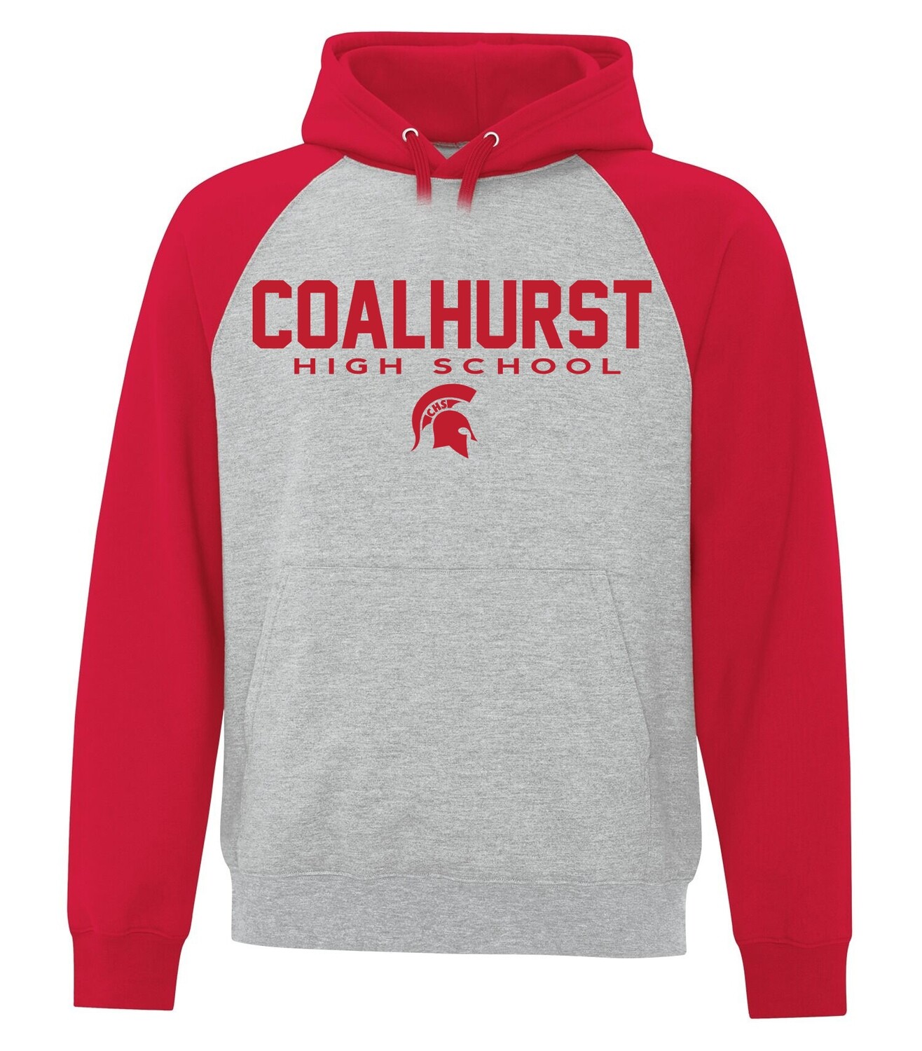 ATC Fleece Two Tone Hooded Sweatshirt, Color: Athletic Grey body/ Red sleeves, Design Choice: Design 1
