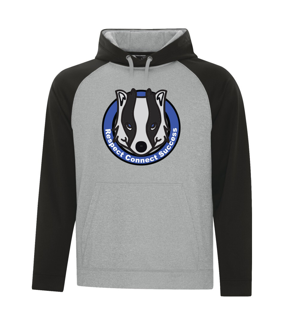 ATC™ GAME DAY™ Adult and Youth Fleece Two Tone Hooded Sweatshirt, Color: Athletic Grey/ Black sleeves, Design Choice: Design 1