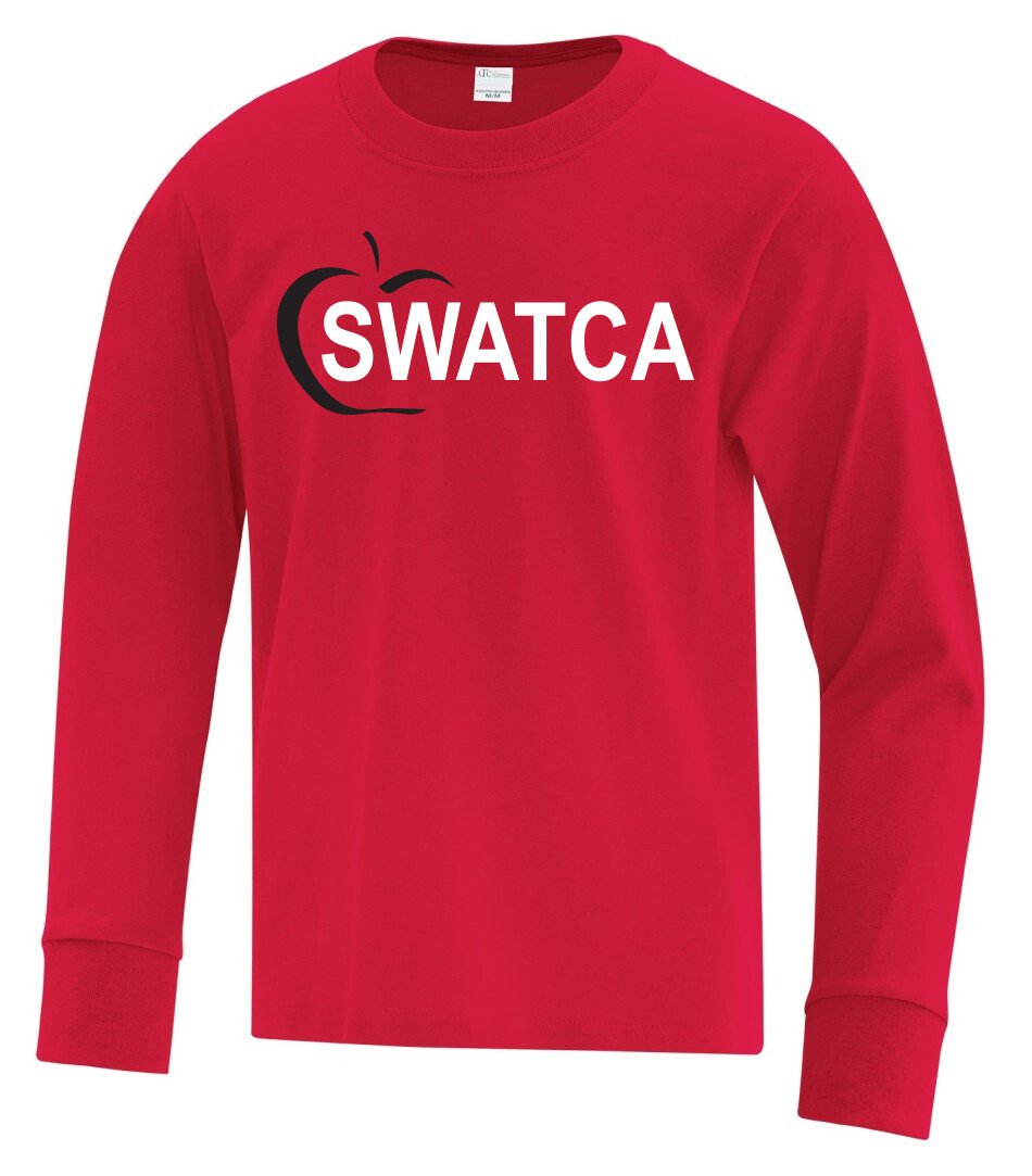 ATC™ EVERYDAY Cotton Long Sleeve Youth and Adult Tee, Color: Red, Design Choice: Design 1