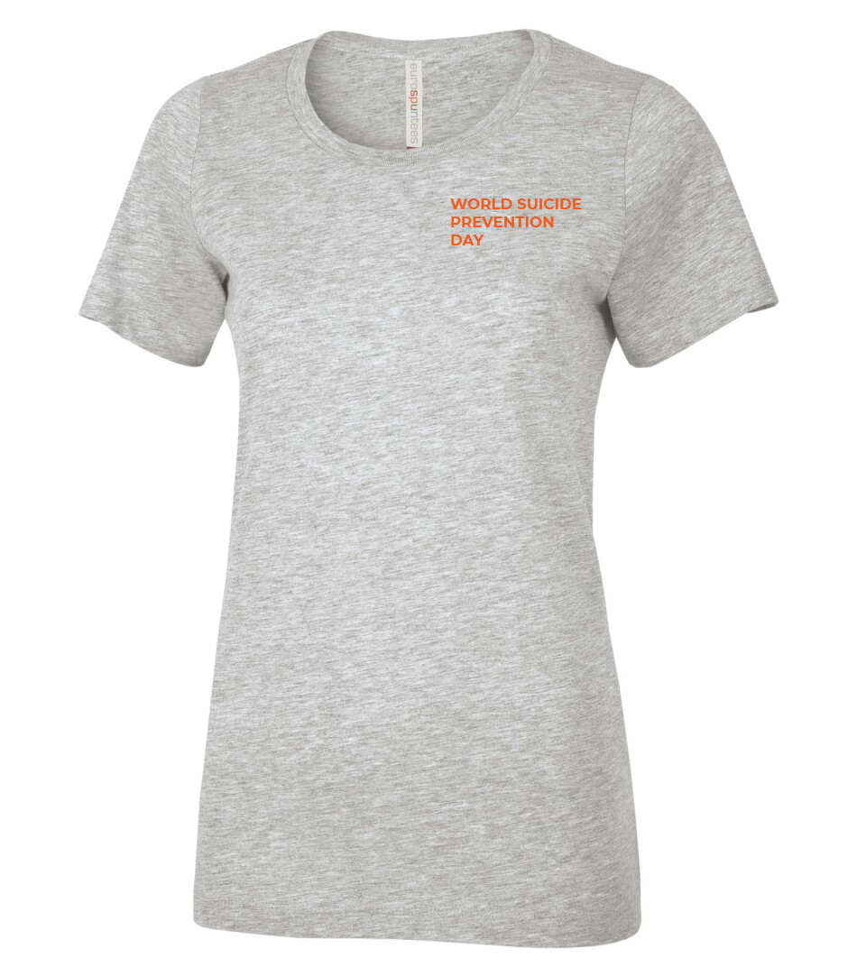 World Suicide Prevention Day RING SPUN LADIES' TEE World Suicide Prevention Day RING SPUN LADIES' TEE, Color: Athletic Grey, Design Details: Left breast plus back print