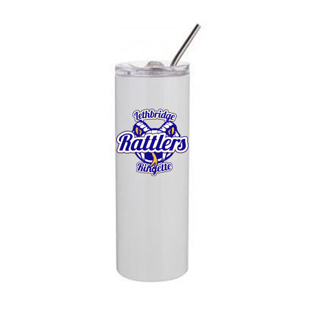 20oz Skinny Tumbler with Lid &amp; Straw, Color: White