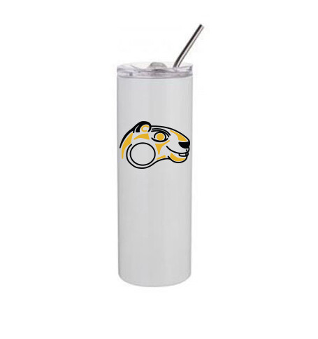 20oz Skinny Tumbler with Lid &amp; Straw, Color: White, Design Choice: Design 1