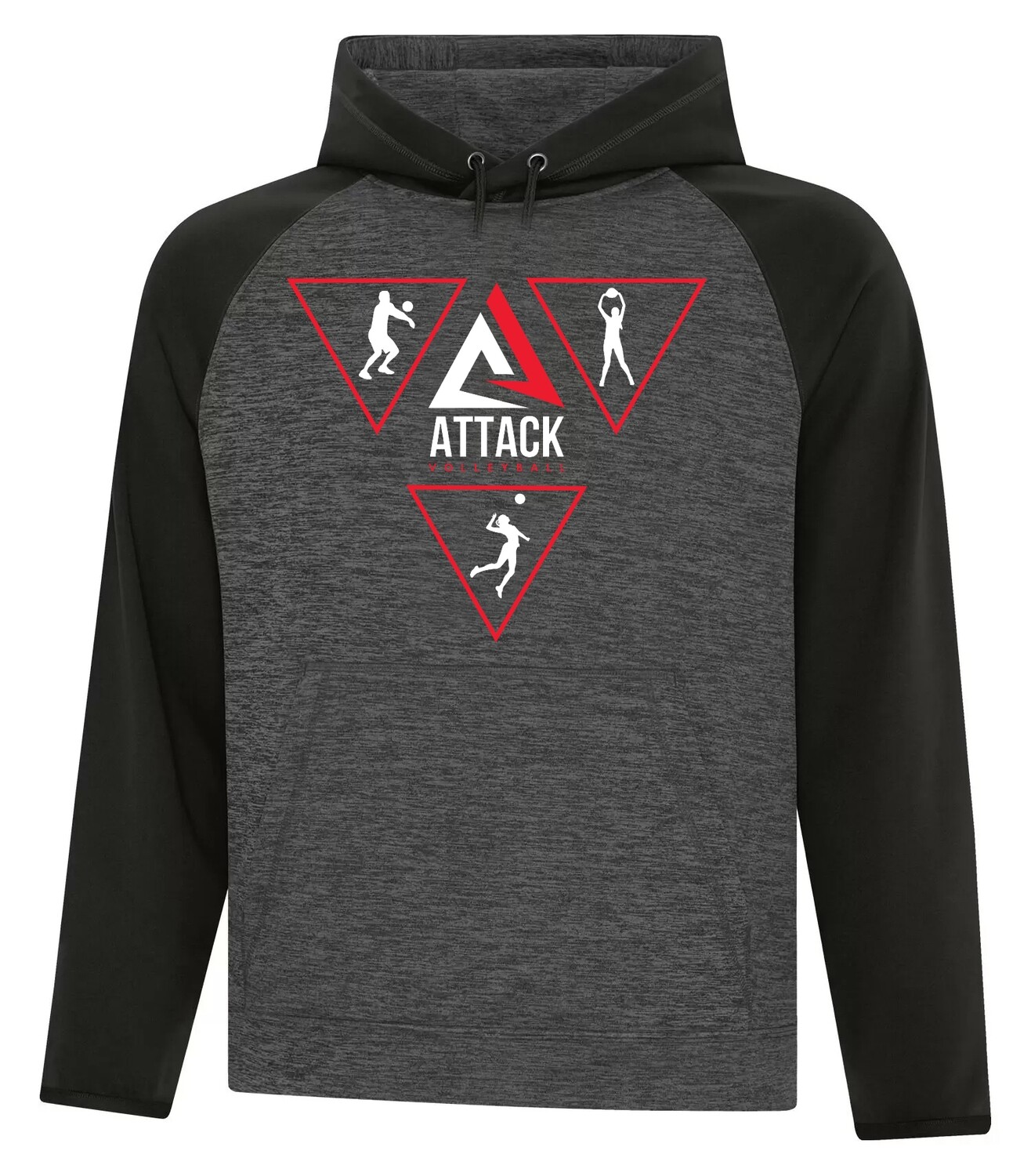 ATC™ Dynamic Heather Two Tone Hooded Sweatshirt, Color: Charcoal Dynamic/ Black