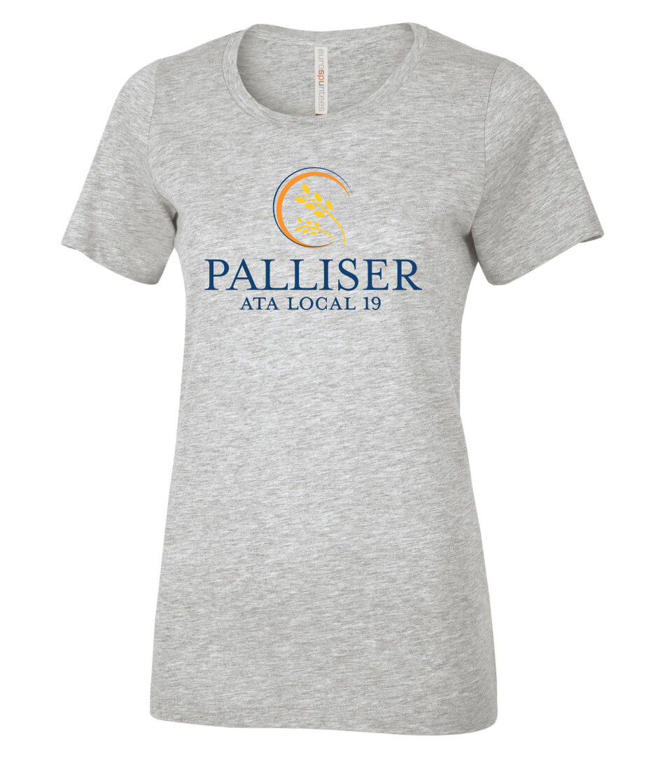 ATC™ EUROSPUN® RING SPUN LADIES&#39; TEE, Color: Athletic Grey, Design Choice: Palliser ATA logo