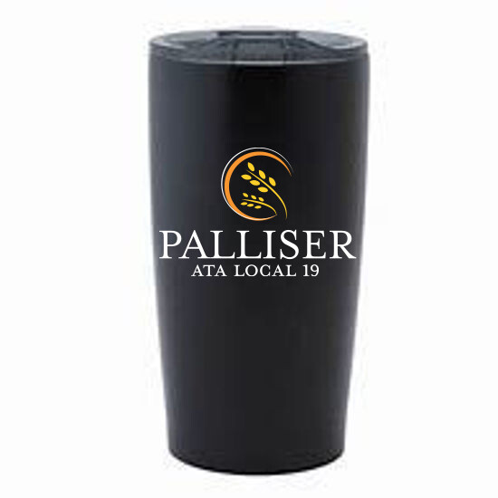 20oz Stainless Steel Travel Mug, Color: Black, Design Choice: Palliser ATA Logo