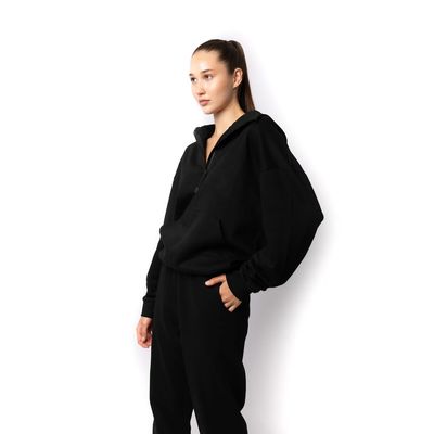 HERO-4220 Unisex Drop Shoulder Scuba 1/2 Zip Hoodie