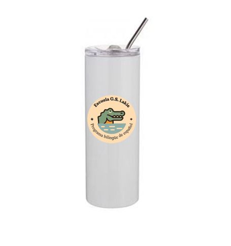 20oz Skinny Tumbler with Lid &amp; Straw, Color: White, Design Choice: Design 1