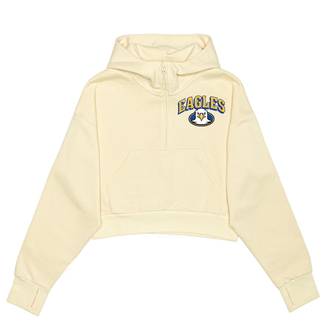 HERO-4220C Cropped Drop Shoulder Scuba 1/2 Zip Hoodie