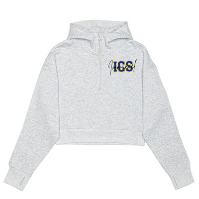 HERO-4220C Cropped Drop Shoulder Scuba 1/2 Zip Hoodie