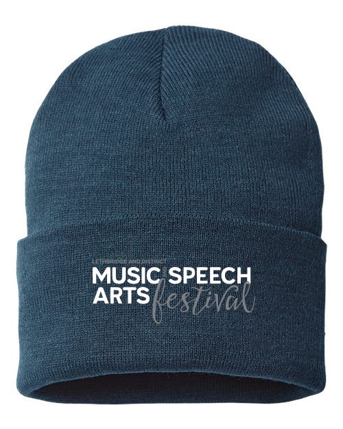 Atlantis Headwear - Sustainable Beanie - PURE, Design Choice: Music and Speech Logo without music note, Color: Navy
