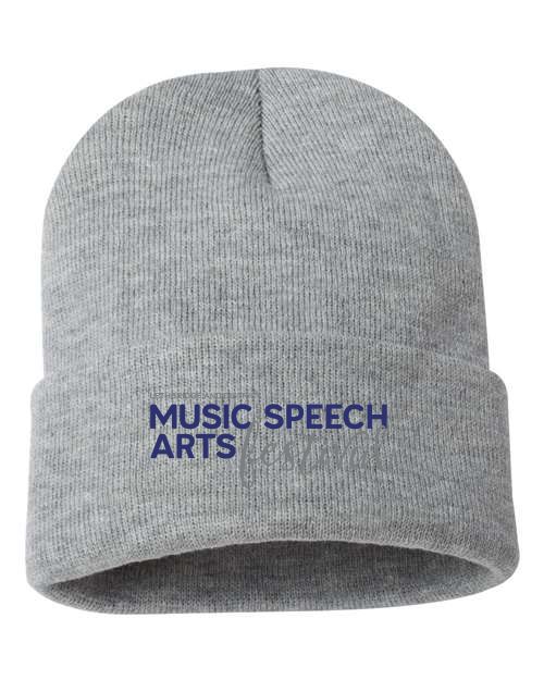 Sportsman - 12" Solid Cuffed Beanie - SP12, Design Choice: Music and Speech Logo without music note, Color: Heather Grey