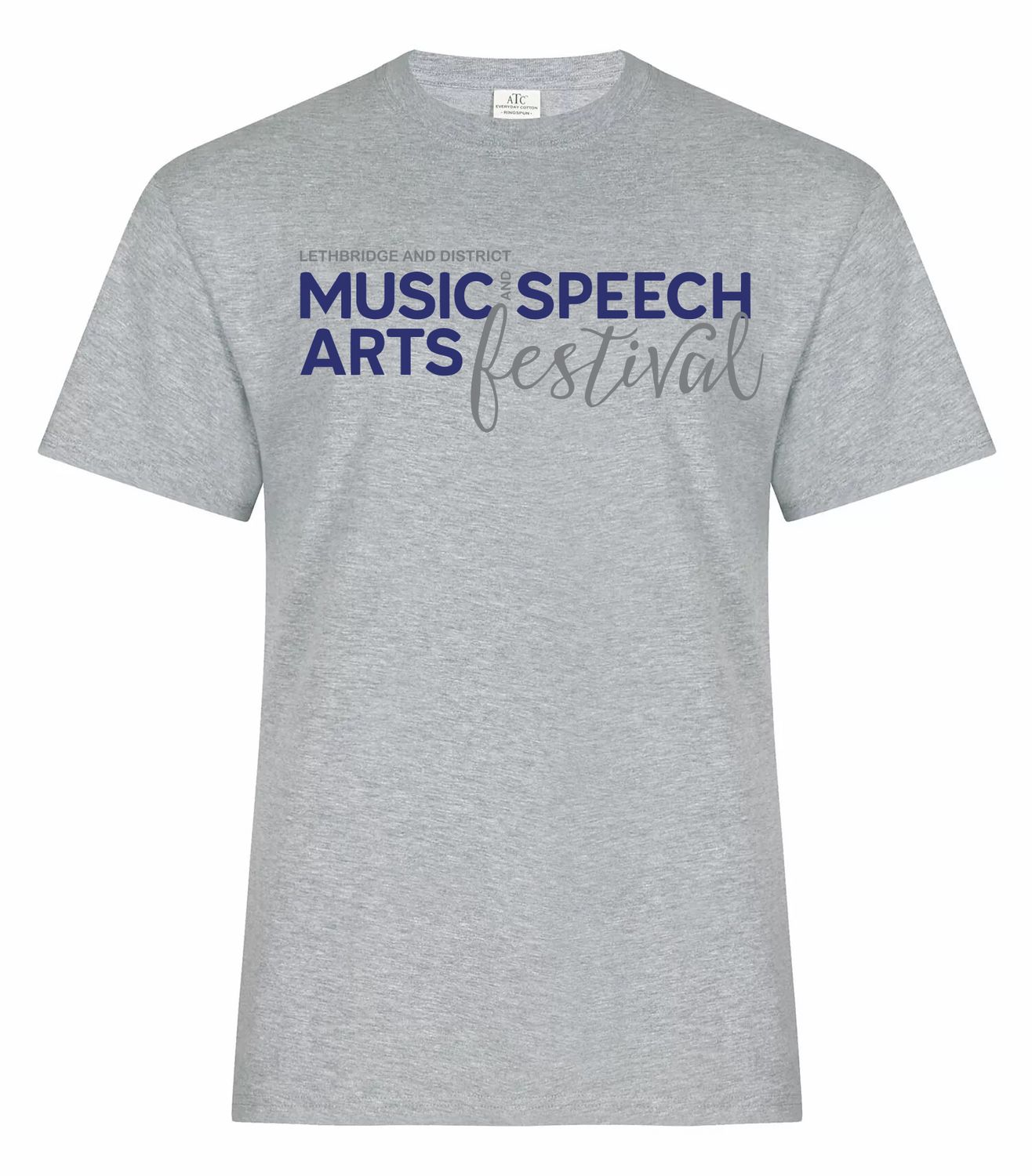 ATC™ EVERYDAY RING SPUN COTTON TEE, Design Choice: Music and Speech Logo without music note, Color: Athletic Grey