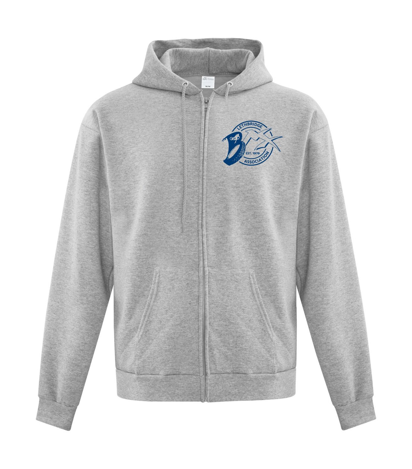 ATC™ EVERYDAY Fleece Full Zip Adult and Youth Hooded Sweatshirt, Design Choice: Design 1, Color: Athletic Grey