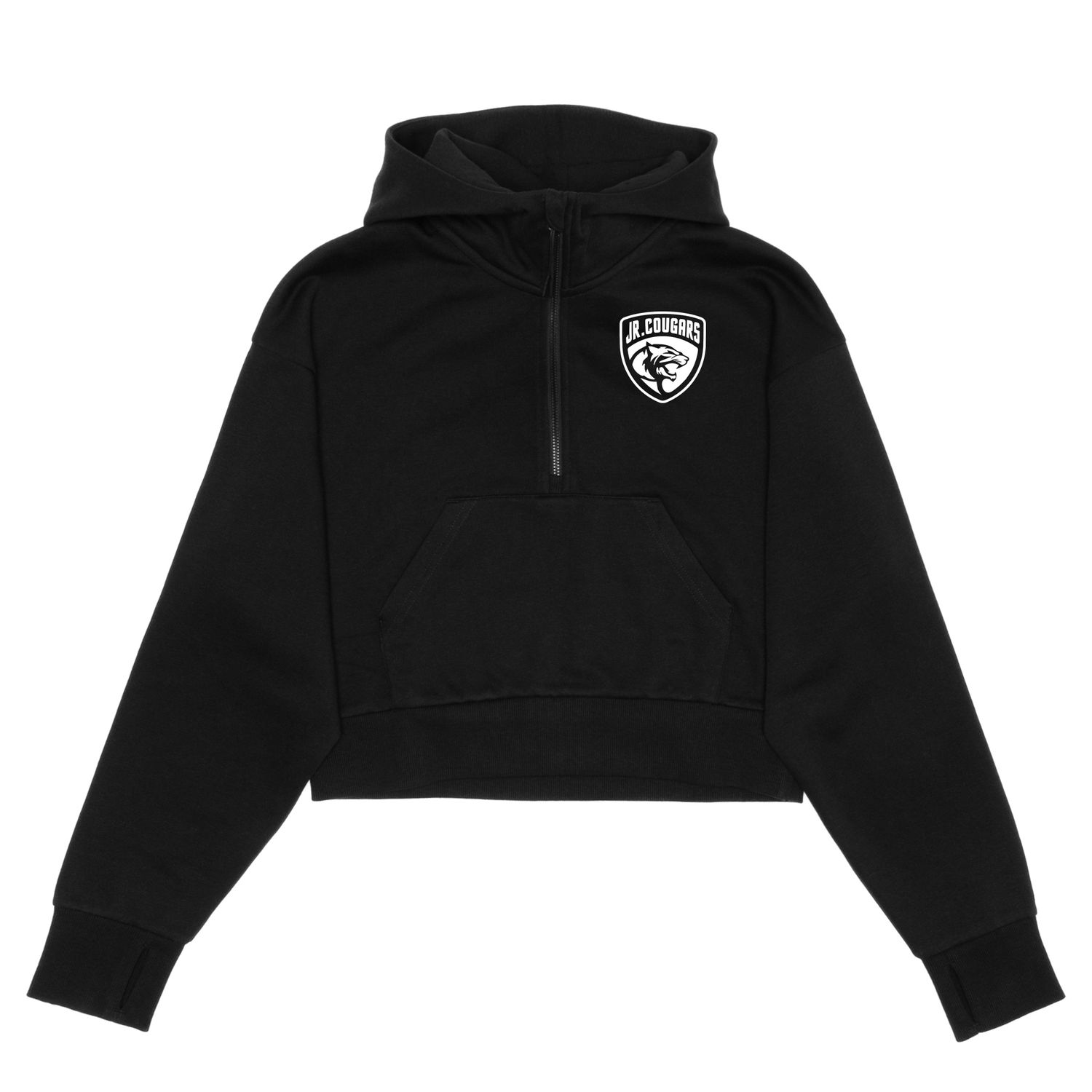 HERO-4220C Cropped Drop Shoulder Scuba 1/2 Zip Hoodie