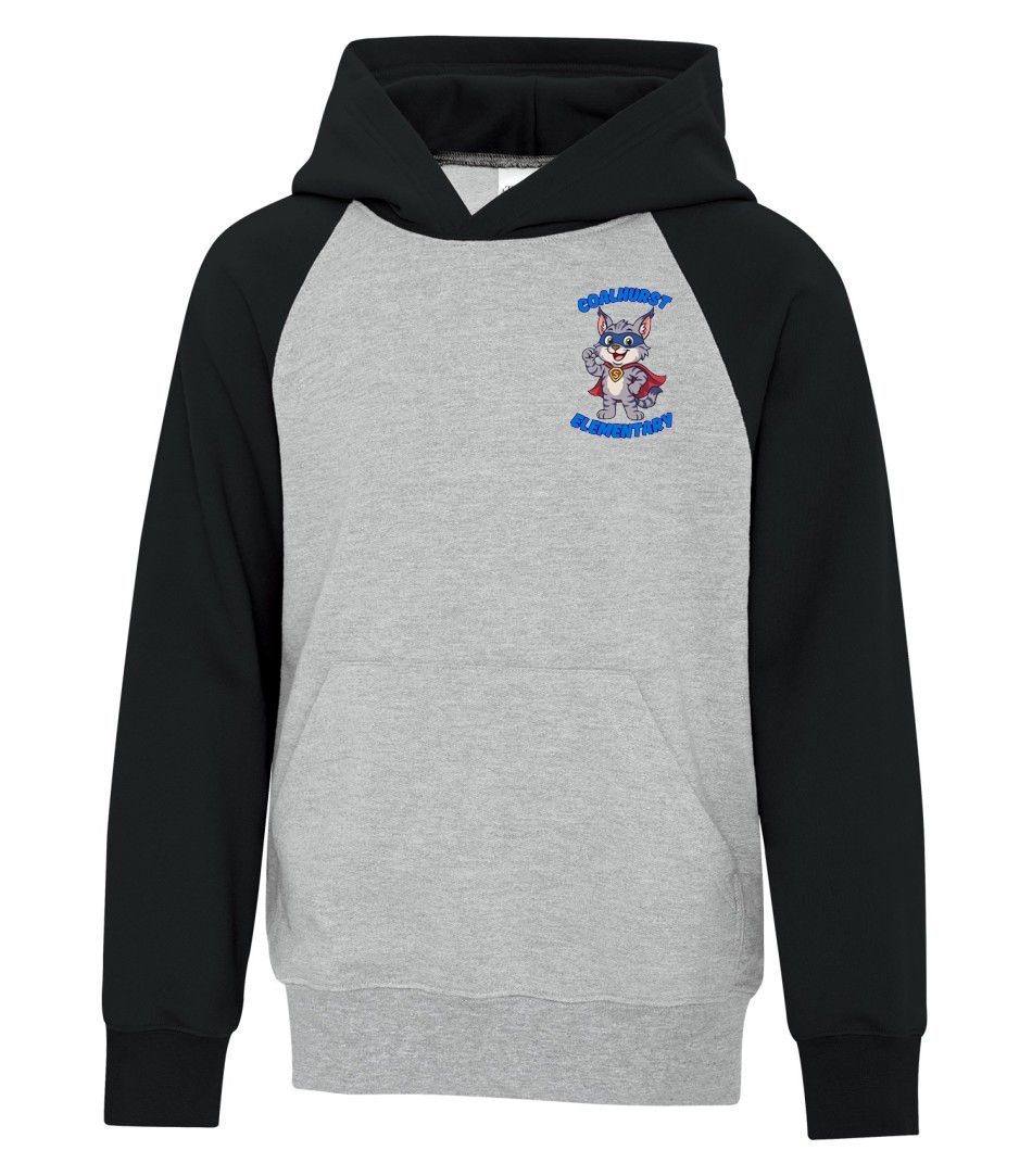 ATC Fleece Two Tone Hooded Sweatshirt, Color: Athletic Grey body/ Black sleeves, Left Breast Print: Yes