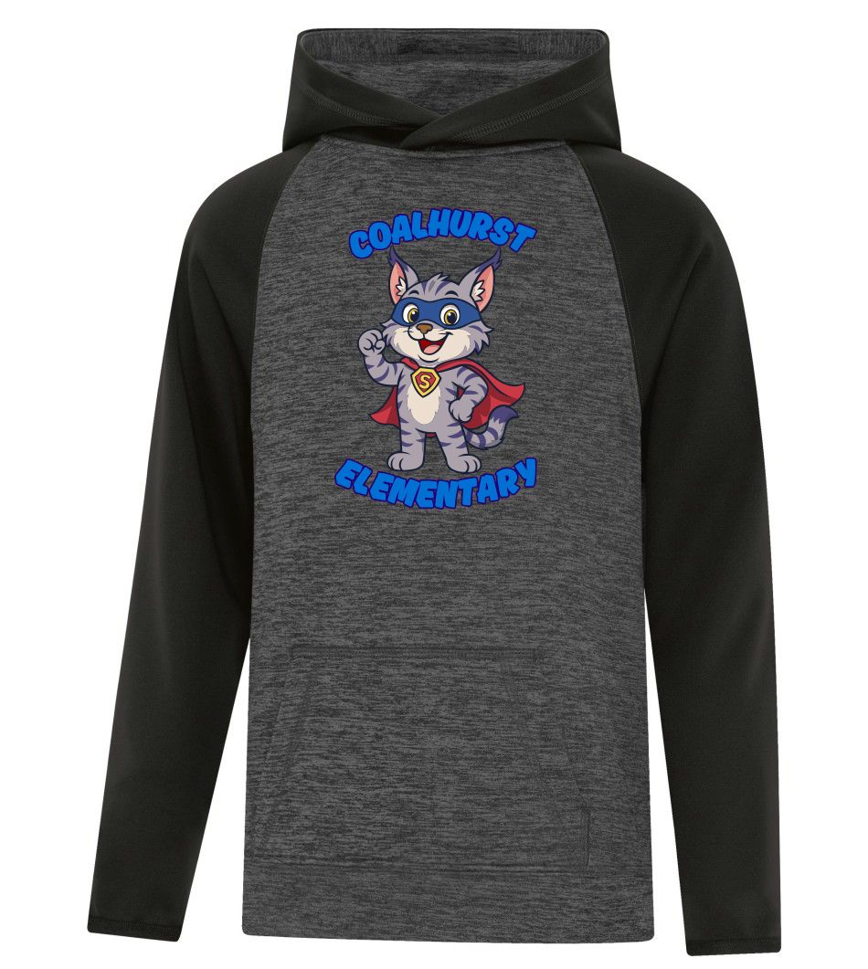 ATC™ Dynamic Heather Two Tone Hooded Sweatshirt, Color: Charcoal Dynamic/ Black, Left Breast Print: No