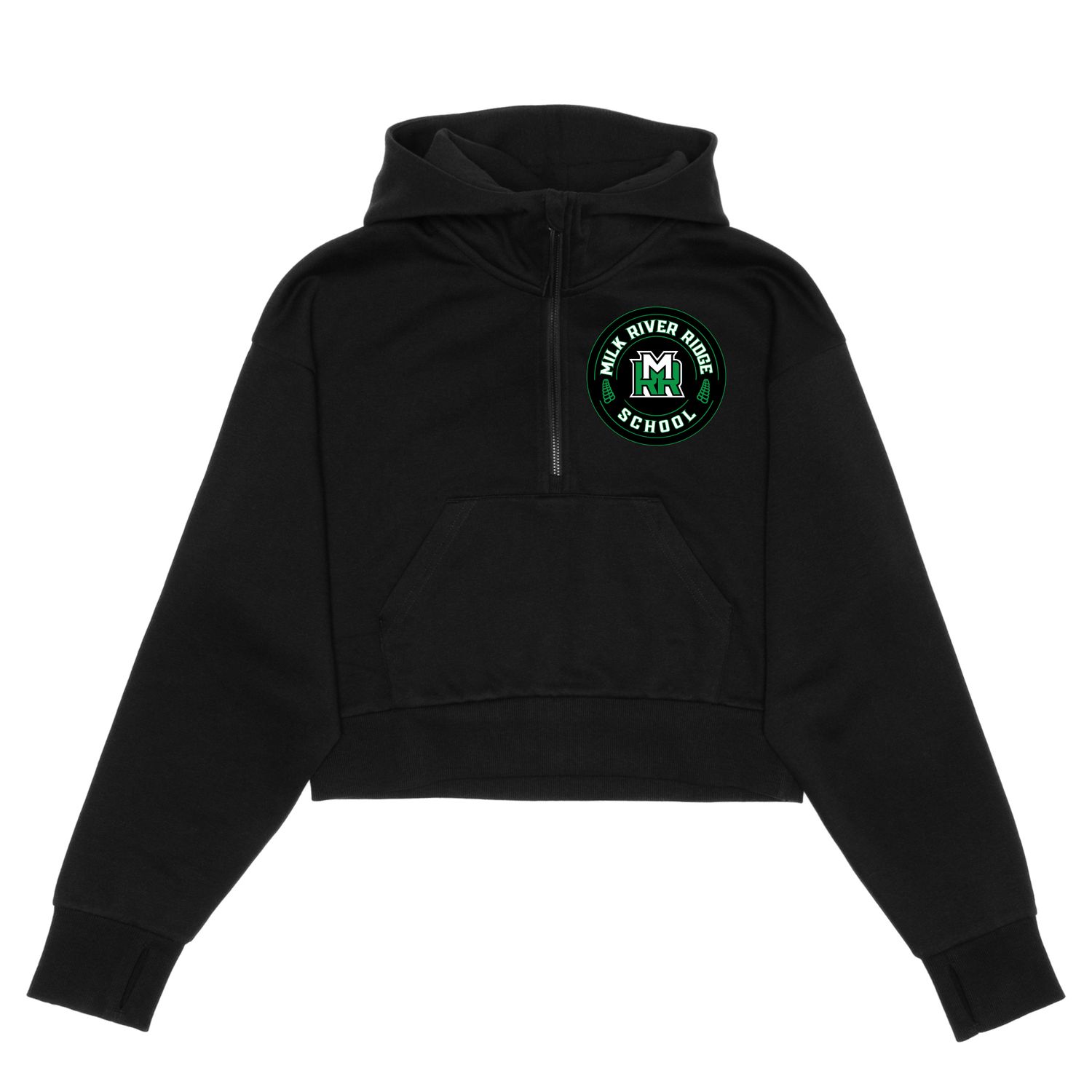 HERO-4220C Cropped Drop Shoulder Scuba 1/2 Zip Hoodie