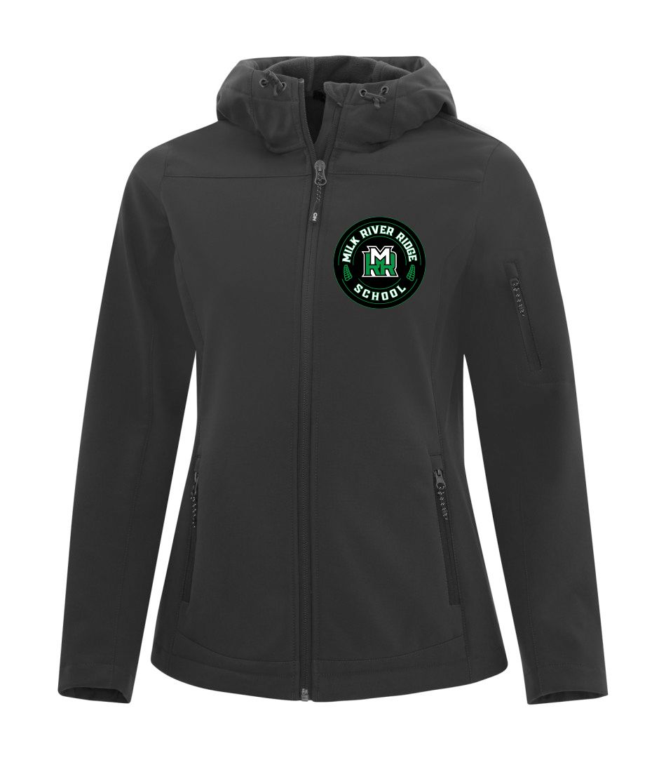COAL HARBOUR Essential Hooded Soft Shell Ladies&#39; Jacket, Color: Black, Design Choice: Design 1