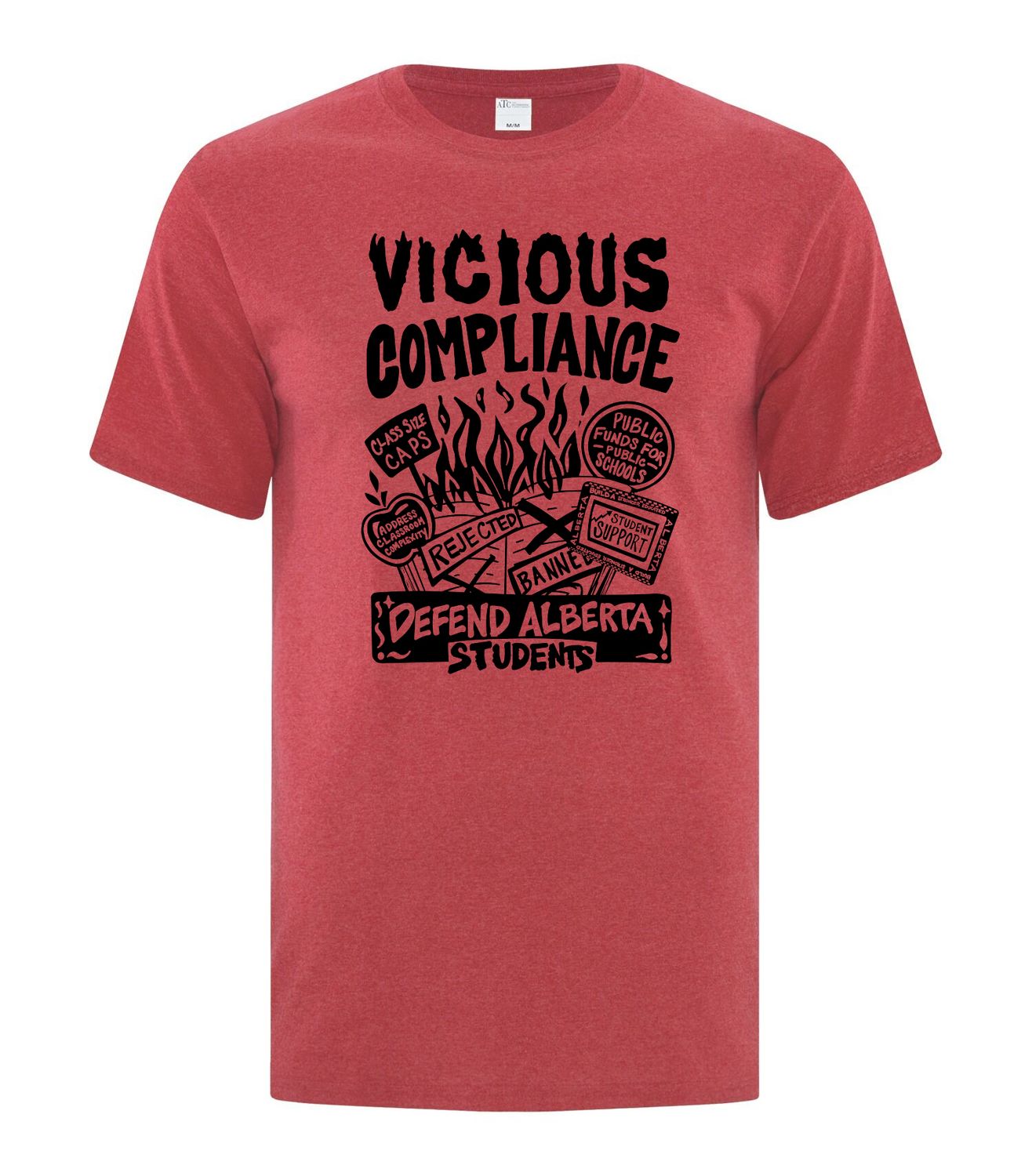 Adult and Youth Cotton Tee Adult and Youth Cotton Tee, Color: Heather Red, Design Choice: Vicious Compliance