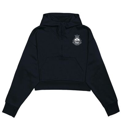 HERO-4220C Cropped Drop Shoulder Scuba 1/2 Zip Hoodie