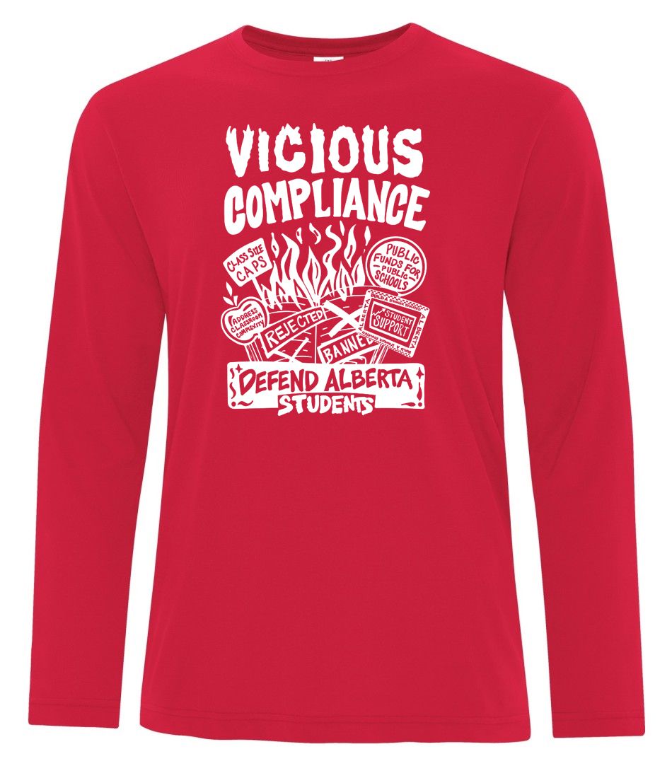 ATC™ PRO SPUN™ Long Sleeve Tee, Color: Red, Design Choice: Vicious Compliance