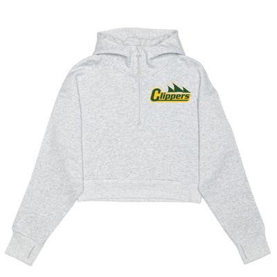 HERO-4220C Cropped Drop Shoulder Scuba 1/2 Zip Hoodie