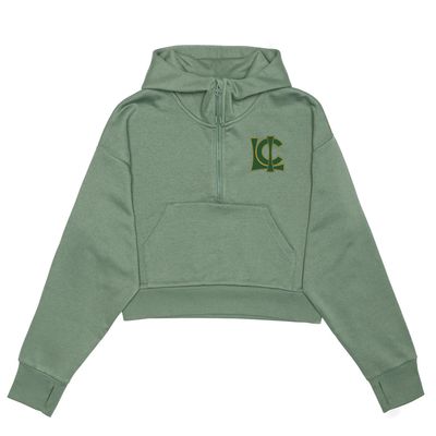 HERO-4220C Cropped Drop Shoulder Scuba 1/2 Zip Hoodie