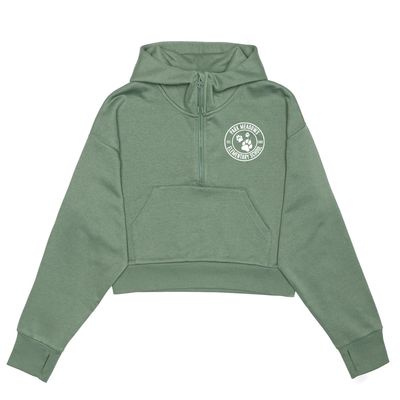 HERO-4220C Cropped Drop Shoulder Scuba 1/2 Zip Hoodie
