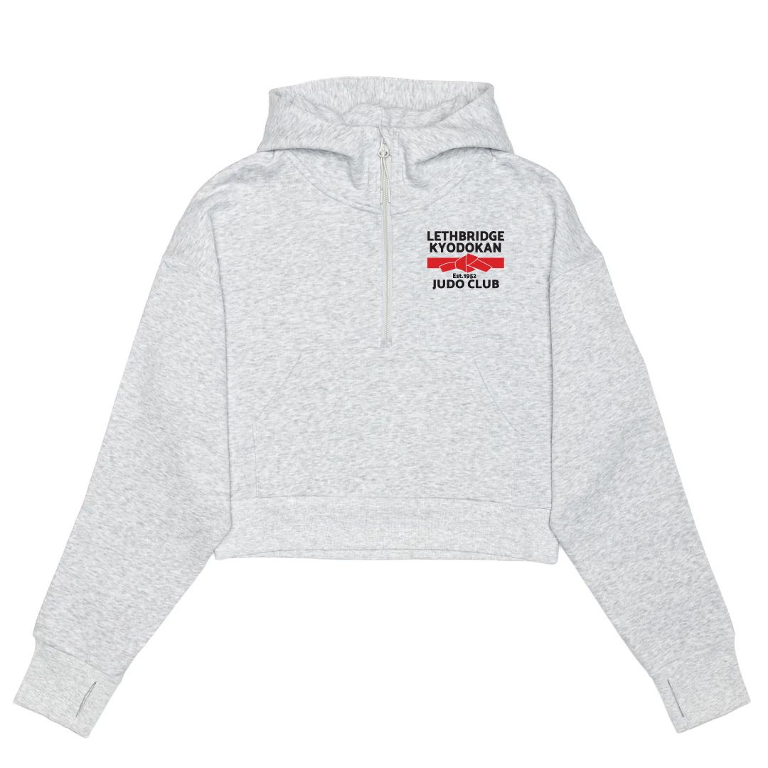 HERO-4220C Cropped Drop Shoulder Scuba 1/2 Zip Hoodie